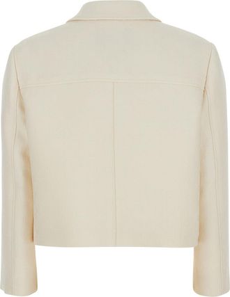 Gucci Womens White Jacket With Notched Revers Wool Blazers