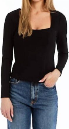 Drew Belen Square Neck Long Sleeve Top In Black