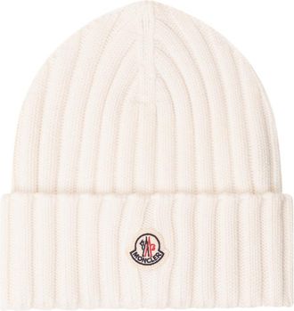 Moncler Off White Knitted Beanie Cap