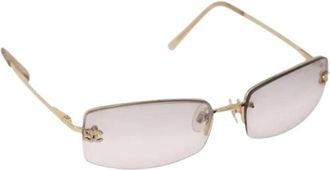 Chanel Pre-owned Metal Zonnebrillen - Dames - Vintage Accessoires - Geel - ONE Size - Vintage
