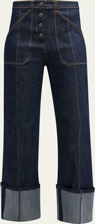 Cinq à Sept Benji Cuffed Ankle Topstitched Denim Pants