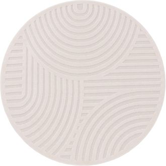 Paco Home Teppich »Livorno 674« rund 14 mm Höhe Uni-Farben, Scandi, Regenbogen, Hoch-Tief Effekt, Outdoor geeignet