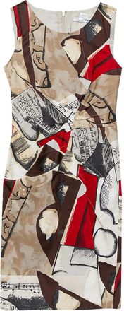 Oscar De La Renta Abito midi a fantasia astratta - Marrone