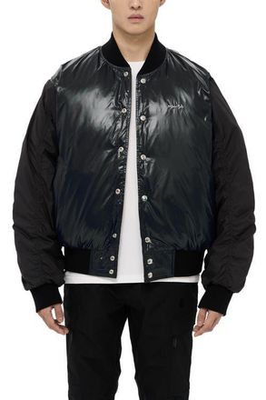 AlphaStyle Hamden Mens Reversible Down Varsity Jacket in Black at Nordstrom, Size Xx-Large