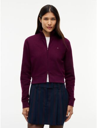 Tommy Hilfiger Womens Tommy Jeans Slim Fit Zip Sweatshirt - Calypso Berry - XL