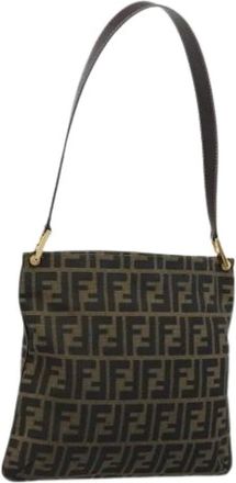 Fendi Pre-owned Shoulder Bags, female, Brown, Size: ONE SIZE Pre-owned Zucca Canvas Shoulder Bag