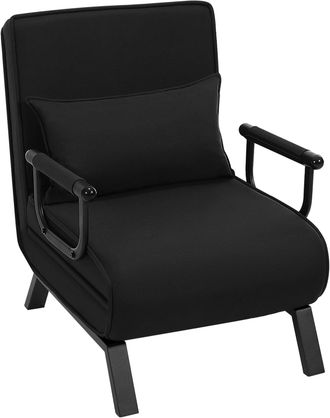 Woltu Woltu Sill&oacute;n Cama Individual Con Respaldo Regulable En 5 Posiciones, Negro