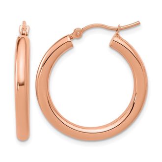 Diamond2Deal 14K Rose Gold 3mm Round Hoop Earrings
