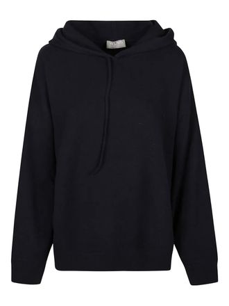 Wlns Cashmere Hoodie met opgestikte zak - Blauw