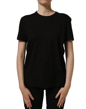 Dolce & Gabbana Logo-Embroidered Cotton T-Shirt - Black