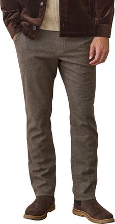 Marine Layer Saturday Slim Straight Leg Houndstooth Chinos in Dark Taupe at Nordstrom, Size Xx-Large