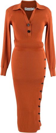 Self Portrait Rib Knit Polo Midi Dress Size S