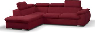 Vente-Unique Sof&aacute; cama rinconera de tela FABIEN - &Aacute;ngulo izquierdo - Rojo