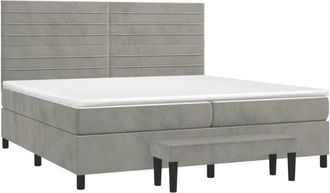 vidaXL Vidaxl - Cama Box Spring Con Colch&oacute;n Terciopelo Gris Claro 200x200 Cm