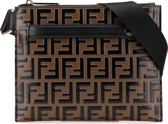 Fendi Pre-owned Womens Logo Embossed Crossbody Bag - Tan Leather - One Size