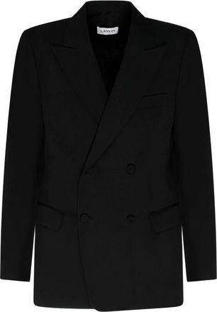 Lanvin Double Breasted Wollen Jas - Heren - Blazers - Zwart - M - Wol - Jassen