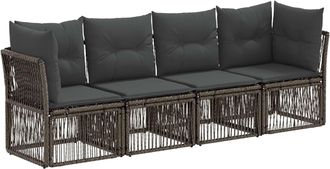 vidaXL Conjunto De Sof&aacute;s De Jard&iacute;n 4 Uds. Gris Rat&aacute;n Sint&eacute;tico Vidaxl