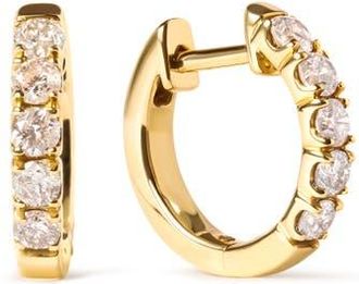 House of Brilliance 10K Yellow Gold 1/2 Cttw Round-Cut Diamond Hoop Earrings at Nordstrom
