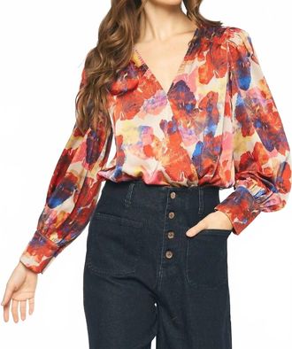 Entro Watercolor Floral Bodysuit In Red