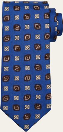 Brioni Mens Medallion Jacquard Silk Tie