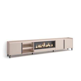Skraut Home Skraut Home - Mueble Tv, Televisi&oacute;n, Muebles De Sal&oacute;n, Almacenaje, 315x35x61cm, Para Tv Hasta 80, Chimenea El&eacute;ctrica Xxl, Dise&ntilde;o Industrial, Led, Esti