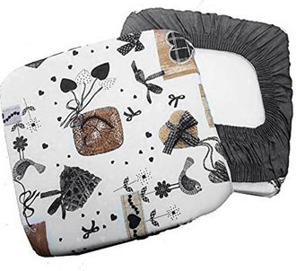 Trade Shop Trade Shop - 6 Coprisedia Cuscini Con Fascia Grigio Cuori Per Sedie Imbottito Sfoderabile