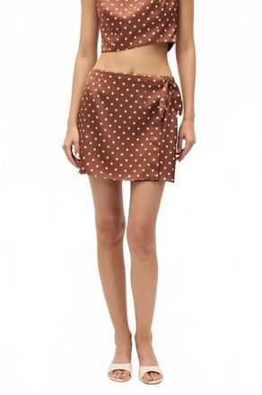 Elodie Beatrix Polka Dot Mini Skirt In Brown