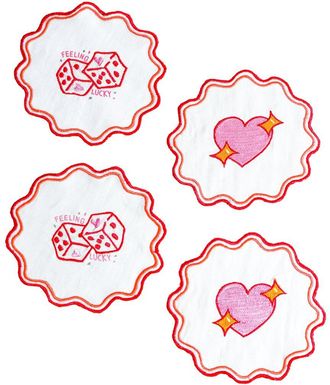 Tiramisu Set Of 4 Feeling Lucky & Love Struck Cocktail Napkins