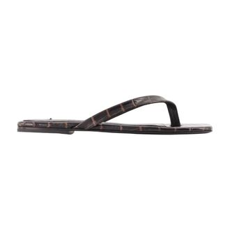 Toteme Schoenen, Dames, Bruin, 40 EU, Leer, Croco-embossed Flip Flops