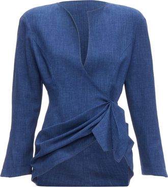 Thierry Mugler drape curved collar power blazer jacket