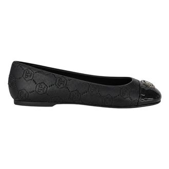 Philipp Plein Schoenen, Dames, Zwart, 38 EU, Leer, Monogram Ballerinas