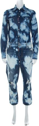 Dsquared2 Indigo Bleached Cotton Denim Jumspsuit
