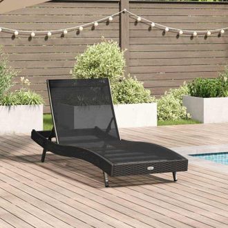 vidaXL Vidaxl - Sunlounger Reclining Black 70 x 197 x 82 cm Poly Rattan, Metal