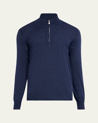 Brunello Cucinelli Mens Cashmere-Blend Quarter-Zip Sweater