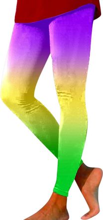 Generic Neon Leggings For Women High Waist 80s Leggings 90s Festival Funky Leggings Neon Fancy Dress Costume Carnival Glitter Leggings Rave Colourful Printed 