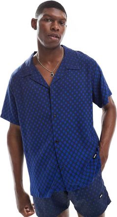 Boss Orange by Hugo Boss Boss - Camicia a maniche corte blu con motivo stampato in coordinato