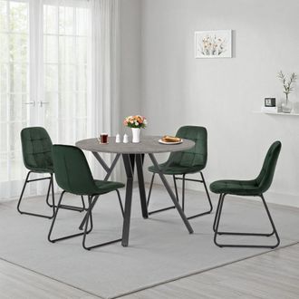 Seconique Athens Round Dining Set with Lukas Chairs in Green