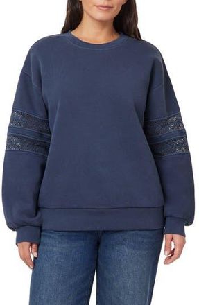 C&C California Lace Trim Fleece Pullover Sweater in Mood Indigo at Nordstrom Rack, Size X-Large