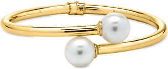 Ross-Simons Italian 14kt Yellow Gold-Plated Bypass Bracelet With Simulated Pearls