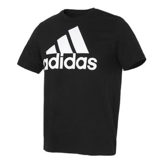 adidas Printed Big Logo Essentials Tee Short Sleeve Mens Black GK9120