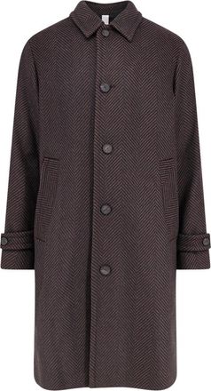 Hev&ograve; Single-Breasted Coat - Heren - Mantel - Bruin - S - Wol - Jassen