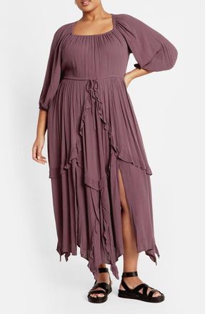 City Chic Zayne Handkerchief Hem Dress in Dusty Mauve at Nordstrom, Size Xxs