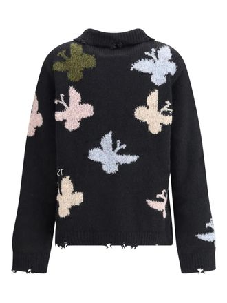 Baziszt Bowrain tassel butterfly sweater - unisex - Alpaca Wool/Merino/Recycled Polyamide - M - Black
