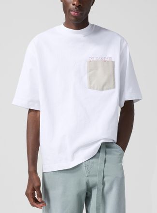 Marni Mens Hidden logo contrast-pocket T-shirt