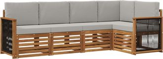 vidaXL Conjunto De Sof&aacute;s De Exterior 4 Uds. Natural Y Gris Claro Vidaxl