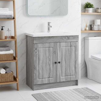 vidaXL Vidaxl Mobiletto Da Bagno Sotto Il Lavello Sonoma Grigio