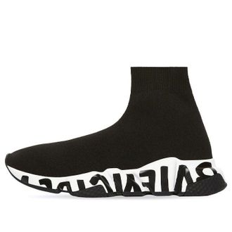Balenciaga (WMNS) Balenciaga Speed Graffiti Sneakers Black Knit Black Graffiti Sole Unit 605942W2DB71015
