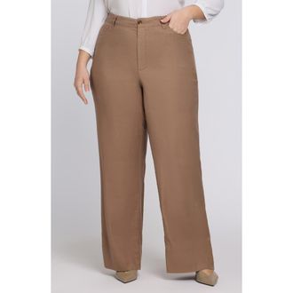 NYDJ Linen Blend Wide Leg Pants in Toasted Coconut at Nordstrom, Size 22W