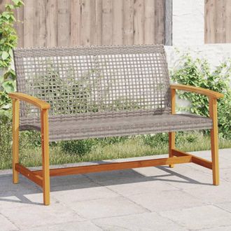 vidaXL Banco De Jard&iacute;n Madera De Acacia Y Rat&aacute;n Pe Gris 112 Cm Vidaxl