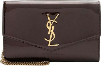 Saint Laurent Patent Monogram Uptown Chain Wallet (Authentic Pre-Loved)